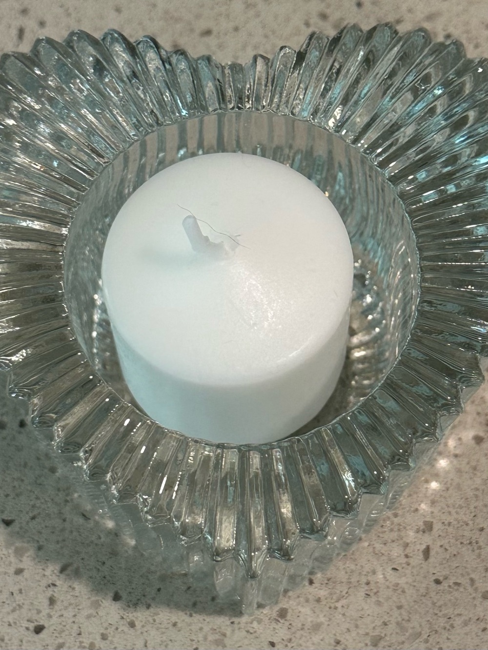Avon Heart Clear Candle Votive Holder